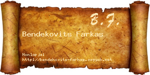 Bendekovits Farkas névjegykártya